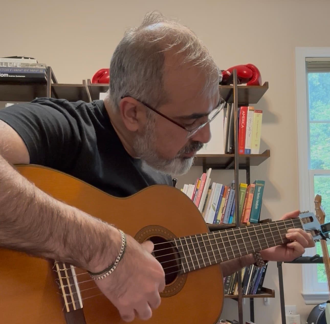 Playing classical guitar